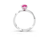 White gold Pear Cut Pink Sapphire Engagement Ring with Side Stone Accents and Four-Prong Setting_75
