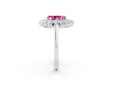 White gold Pear Cut Pink Sapphire Floral Double Halo Engagement Ring with Prong Setting_38