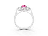 White gold Pear Cut Pink Sapphire Floral Double Halo Engagement Ring with Prong Setting_40