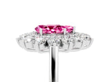 White gold Pear Cut Pink Sapphire Floral Double Halo Engagement Ring with Prong Setting_41