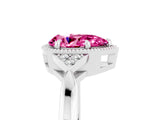 White gold Pear Cut Pink Sapphire Halo Ring with Tapered Band and Four-Prong Setting_5