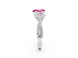 White gold Pear Cut Pink Sapphire Halo Twist Band Solitaire Prong Setting Ring_26