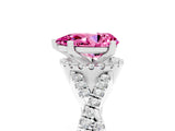 White gold Pear Cut Pink Sapphire  Halo Twist Band Solitaire Prong Setting Ring_53