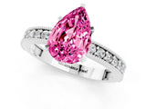 White gold Pear Cut Pink Sapphire Milgrain Pavé Engagement Ring with Four-Prong Setting_25