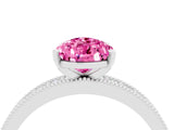 White gold Pear Cut Pink Sapphire Milgrain Pavé Engagement Ring with Four-Prong Setting_28