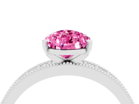 White gold Pear Cut Pink Sapphire Milgrain Pavé Engagement Ring with Four-Prong Setting_28