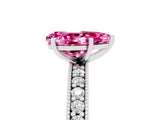 White gold Pear Cut Pink Sapphire Milgrain Pavé Engagement Ring with Four-Prong Setting_29