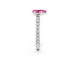 White gold Pear Cut Pink Sapphire Pavé Solitaire Ring with Round Band and Prong Setting_38