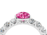 White gold Pear Cut Pink Sapphire Prong Setting with Side Stones on a Pave Band_28