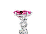 White gold Pear Cut Pink Sapphire Prong Setting with Side Stones on a Pave Band_29