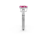 White gold Pear Cut Pink Sapphire Ring with Milgrain Pavé Band and Four-Prong Setting_38