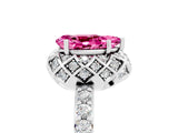 White gold Pear Cut Pink Sapphire Scalloped Halo Engagement Ring with Round Shared Prong Band_53