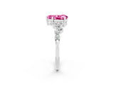 White gold Pear Cut Pink Sapphire Scattered Round Accent Ring with Prong Setting_26