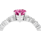 White gold Pear Cut Pink Sapphire Scattered Round Accent Ring with Prong Setting_28