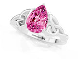 White gold Pear Cut Pink Sapphire Solitaire Celtic Knot Ring with Four-Prong Setting_37