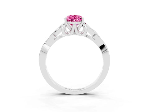 White gold Pear Cut Pink Sapphire Solitaire Celtic Knot Ring with Four-Prong Setting_39