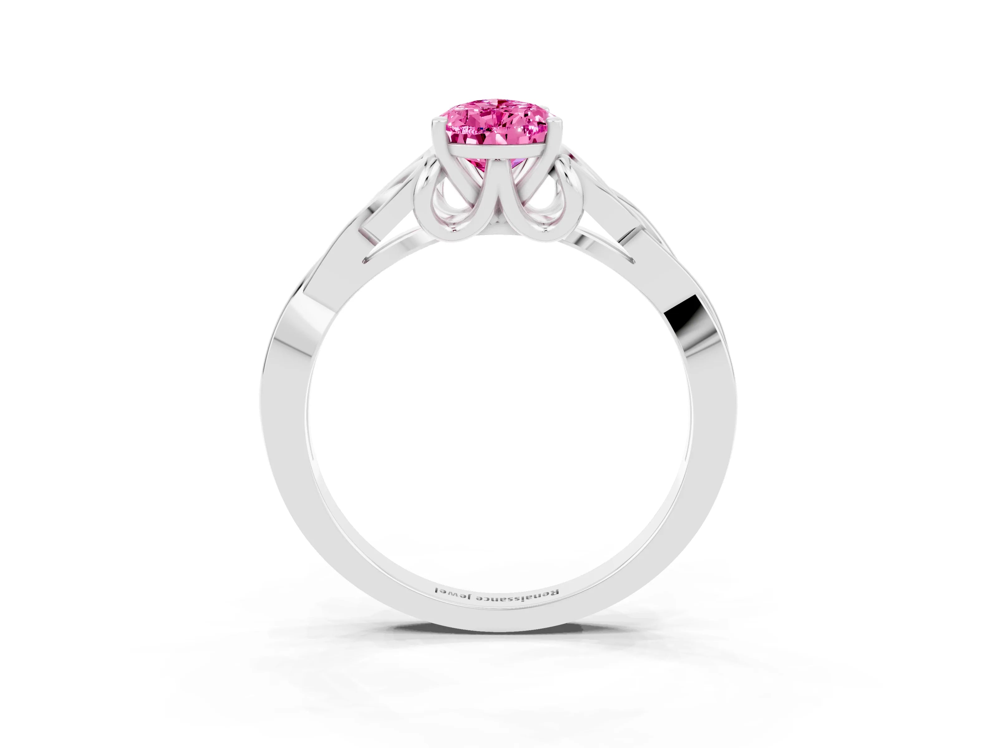 White gold Pear Cut Pink Sapphire Solitaire Celtic Knot Ring with Four-Prong Setting_39