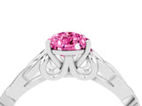 White gold Pear Cut Pink Sapphire Solitaire Celtic Knot Ring with Four-Prong Setting_40