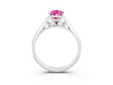 White gold Pear Cut Pink Sapphire Solitaire Engagement Ring with Cathedral Setting and Four-Prong Mount_27