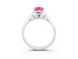White gold Pear Cut Pink Sapphire Solitaire Engagement Ring with Cathedral Setting and Four-Prong Mount_45