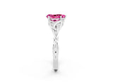 White gold Pear Cut Pink Sapphire Solitaire Engagement Ring with Celtic Knot Band and Four-Prong Setting_26