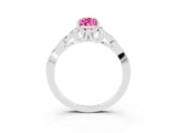 White gold Pear Cut Pink Sapphire Solitaire Engagement Ring with Celtic Knot Band and Four-Prong Setting_27