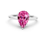 White gold Pear Cut Pink Sapphire Solitaire Engagement Ring with Classic Band and Four-Prong Setting_48