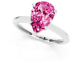 White gold Pear Cut Pink Sapphire Solitaire Engagement Ring with Classic Band and Four-Prong Setting_49