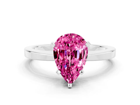 White gold Pear Cut Pink Sapphire Solitaire Engagement Ring with Classic Band and Four-Prong Setting_60