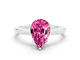 White gold Pear Cut Pink Sapphire Solitaire Engagement Ring with Classic Band and Four-Prong Setting_60