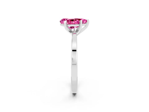 White gold Pear Cut Pink Sapphire Solitaire Engagement Ring with Classic Band and Four-Prong Setting_62