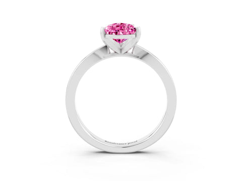 White gold Pear Cut Pink Sapphire Solitaire Engagement Ring with Classic Band and Four-Prong Setting_63