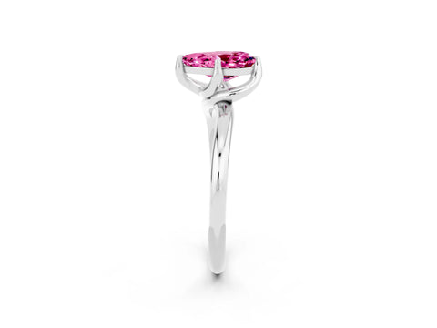 White gold Pear Cut Pink Sapphire Solitaire Engagement Ring with Four-Prong Setting and Classic Band_14