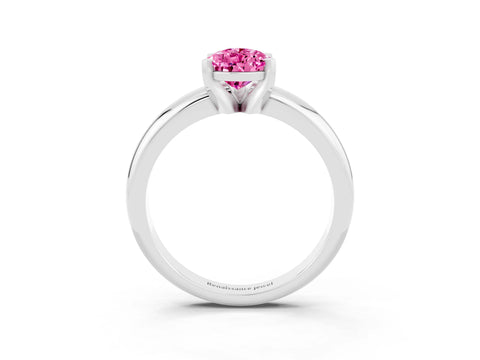 White gold Pear Cut Pink Sapphire Solitaire Engagement Ring with Round Band and Four-Prong Setting_50