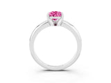 White gold Pear Cut Pink Sapphire Solitaire Engagement Ring with Round Band and Four-Prong Setting_51