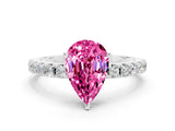 White gold Pear Cut Pink Sapphire Solitaire Pavé Band with Four-Prong Setting_24