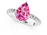 White gold Pear Cut Pink Sapphire Solitaire Pavé Band with Four-Prong Setting_25