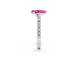 White gold Pear Cut Pink Sapphire Solitaire Pavé Band with Four-Prong Setting_26