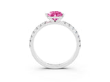 White gold Pear Cut Pink Sapphire Solitaire Pavé Band with Four-Prong Setting_27