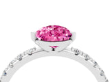 White gold Pear Cut Pink Sapphire Solitaire Pavé Band with Four-Prong Setting_28