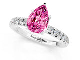 White gold Pear Cut Pink Sapphire Solitaire Pavé Engagement Ring with Round Band and Prong Setting_13