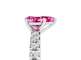White gold Pear Cut Pink Sapphire Solitaire Pavé Engagement Ring with Round Band and Prong Setting_17