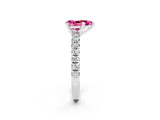 White gold Pear Cut Pink Sapphire Solitaire Pavé Engagement Ring with Round Band and Prong Setting_74