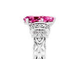 White gold Pear Cut Pink Sapphire Solitaire Ring with Filigree Band and Four-Prong Setting_62