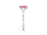 White gold Pear Cut Pink Sapphire Solitaire Ring with Flower Prong Setting and Classic Band_26