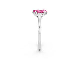 White gold Pear Cut Pink Sapphire Solitaire Ring with Flower Prong Setting and Classic Band_50