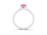 White gold Pear Cut Pink Sapphire Solitaire Ring with Flower Prong Setting and Classic Band_51