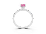 White gold Pear Cut Pink Sapphire Solitaire Ring with Pavé Accents and Four-Prong Setting_27