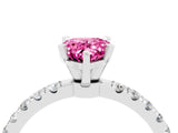 White gold Pear Cut Pink Sapphire Solitaire Ring with Pavé Accents and Four-Prong Setting_28