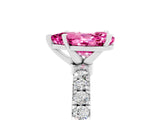White gold Pear Cut Pink Sapphire Solitaire Ring with Pavé Accents and Four-Prong Setting_29